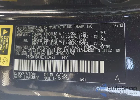 2014 Lexus Rx 350 from USA, damaged, VIN 2T2ZK1BA3EC133423
